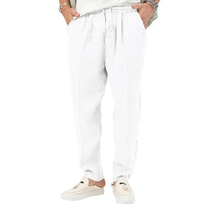 Light linen pants for men with elastic waist and practical pockets Chic and Style