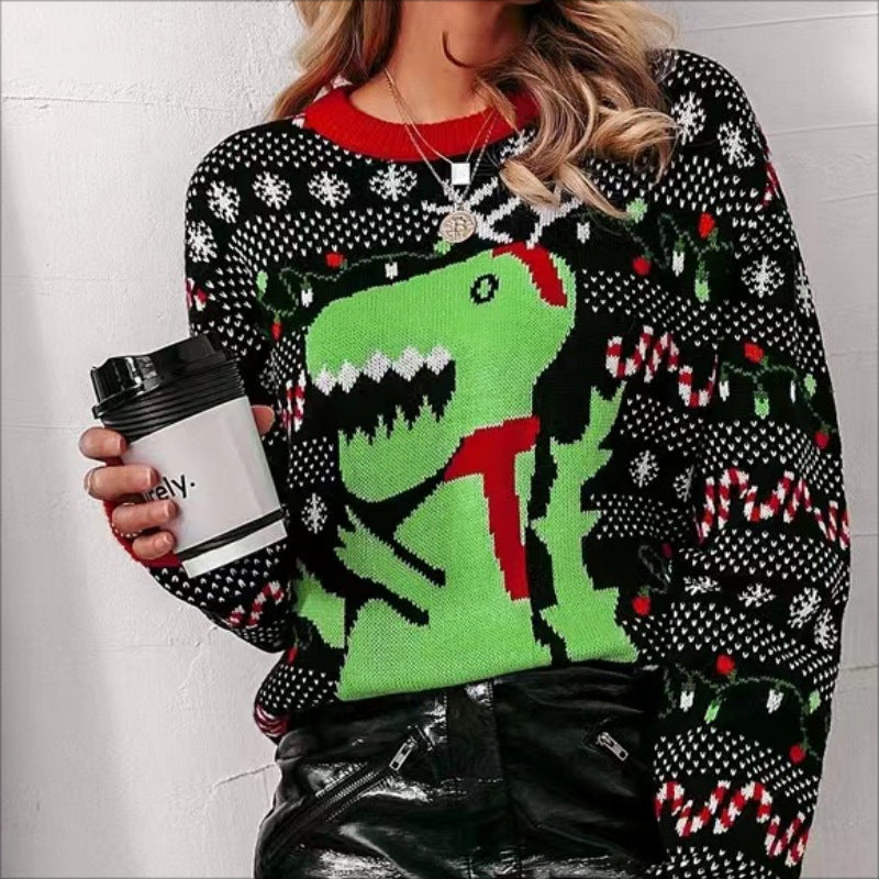 Pull de Noël pour femmes avec motif T-Rex Chic und Stil