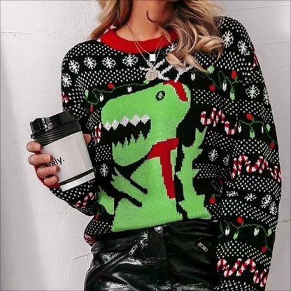 Pull de Noël pour femmes avec motif T-Rex Chic und Stil