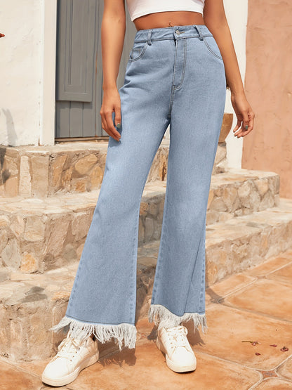 Palazzo pants for women with frayed hem details and a high waist Chic und Stil