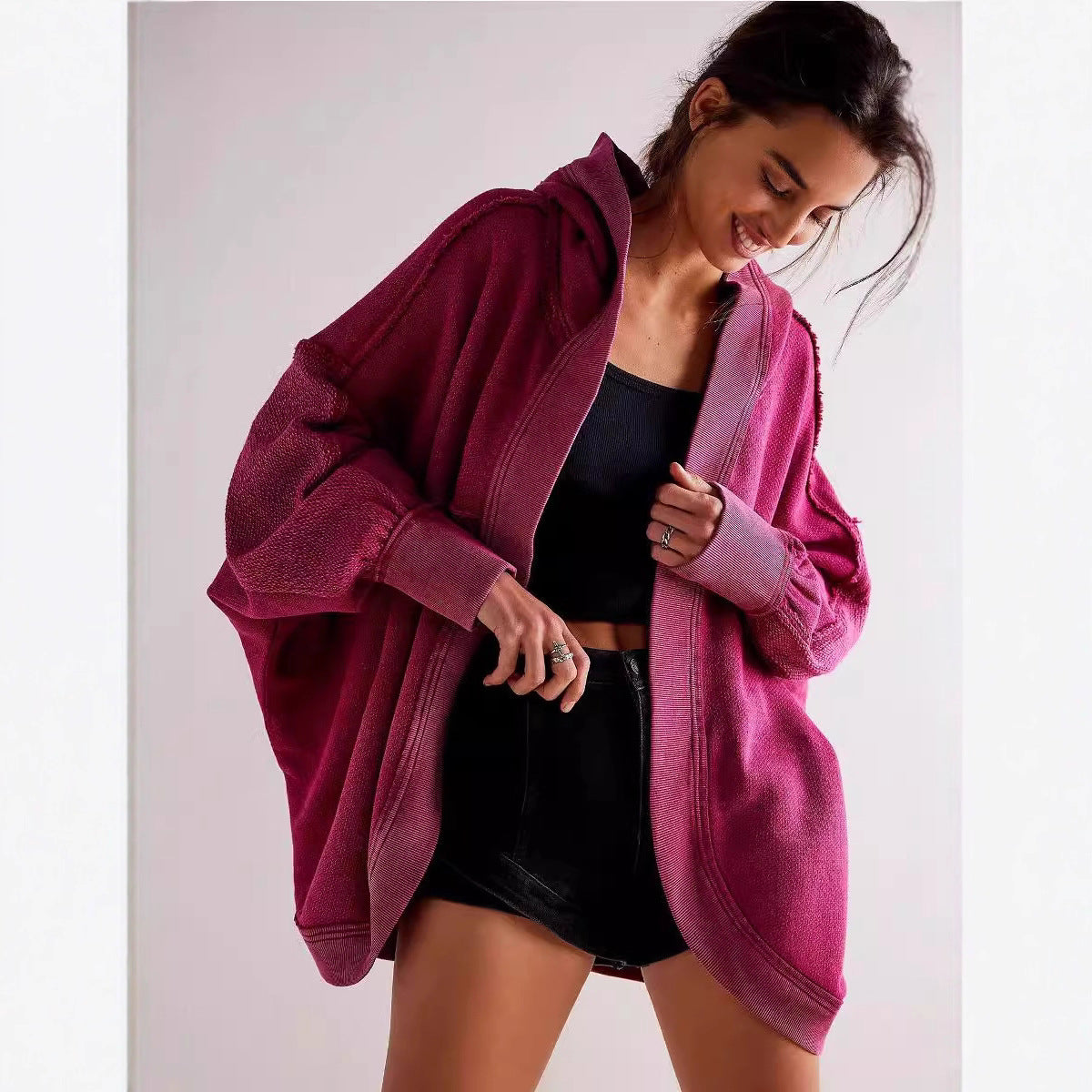 Dames à coupe ample cardigan tricoté avec finitions de manches ouvertes Chic und Stil