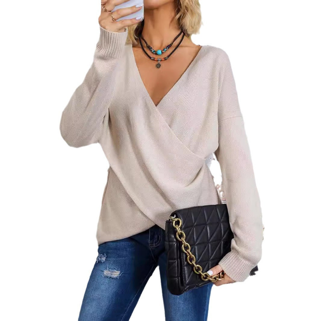Pull-over féminin à enrouler avec décolleté en V plongeant et coupe décontractée Chic und Stil