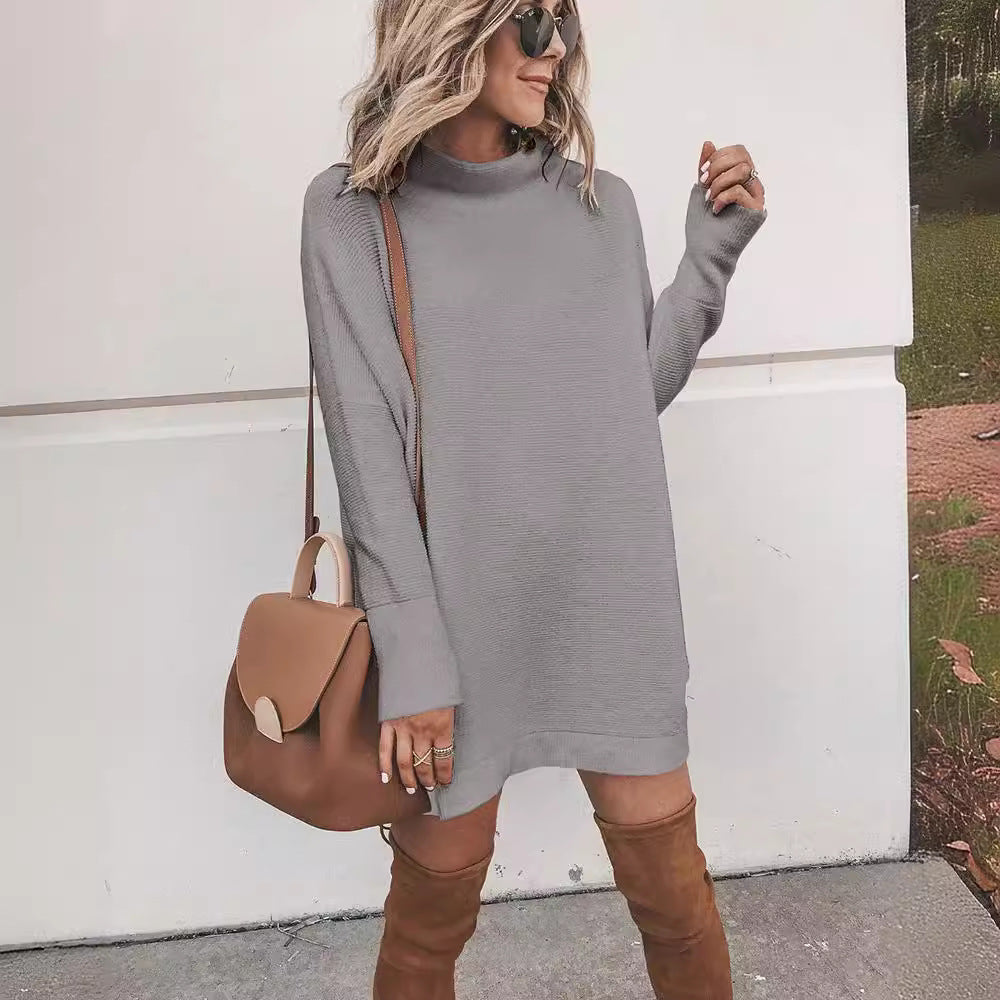 Robe en tricot surdimensionnée pour femmes avec col montant et manches bouffantes Chic und Stil