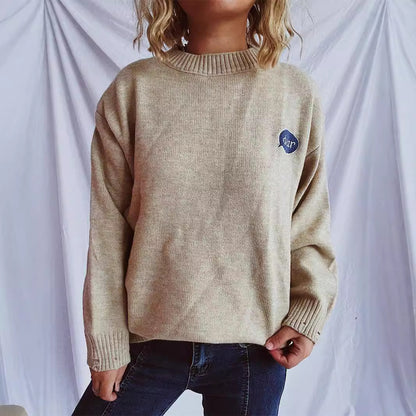 Pull femme avec motifs brodés colorés et coupe décontractée Chic und Stil