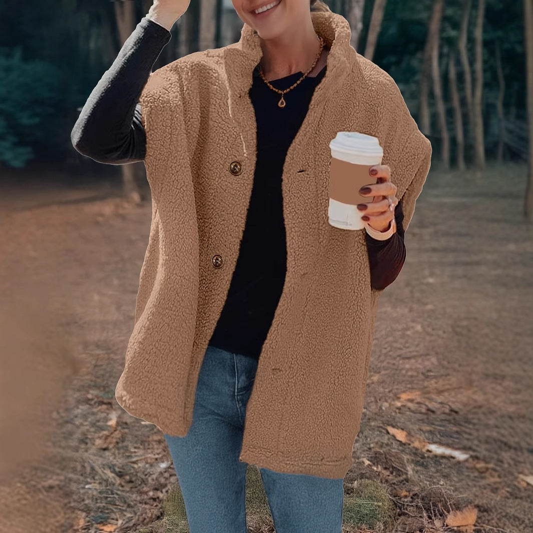 Dames confortable teddy gilet avec capuche Chic und Stil