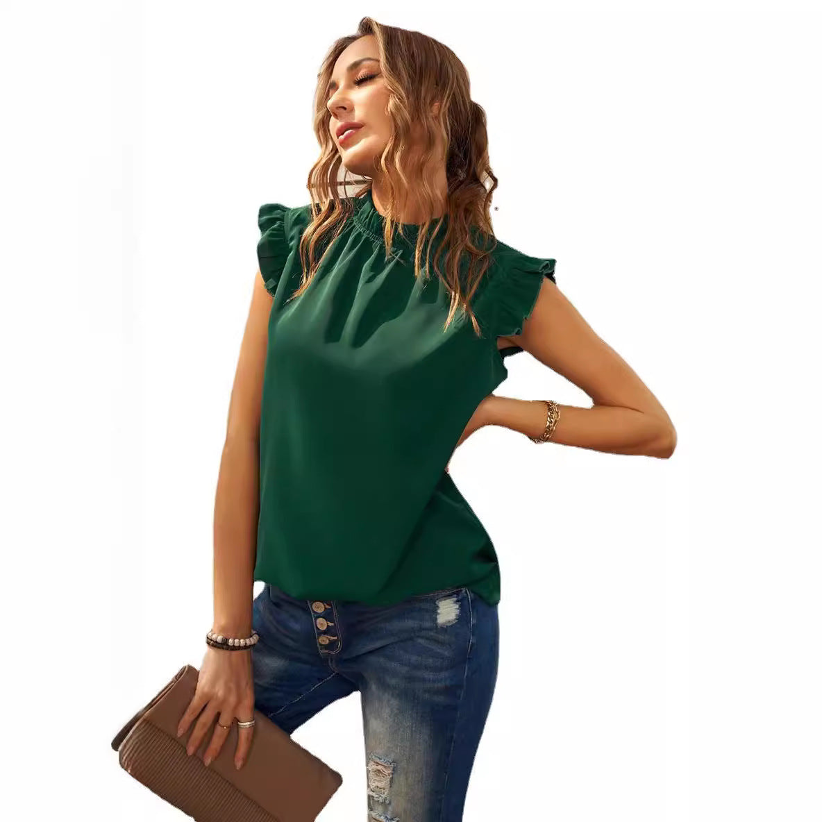 Dames Élégante blouse avec détails froncés Chic und Stil