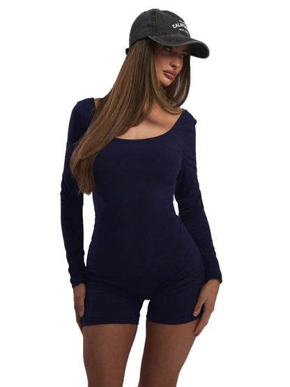 Body à manches longues pour femme avec coupe ajustée et décolleté en U à la mode Chic & Stil