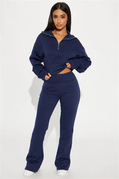 Dames Ensemble de loungewear en polaire sporty avec fermeture éclair Chic und Stil