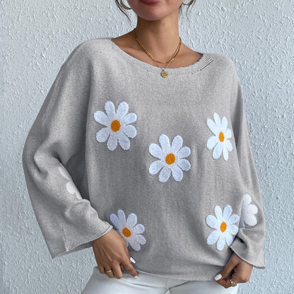 Dames élégant pull avec détails floraux Chic und Stil