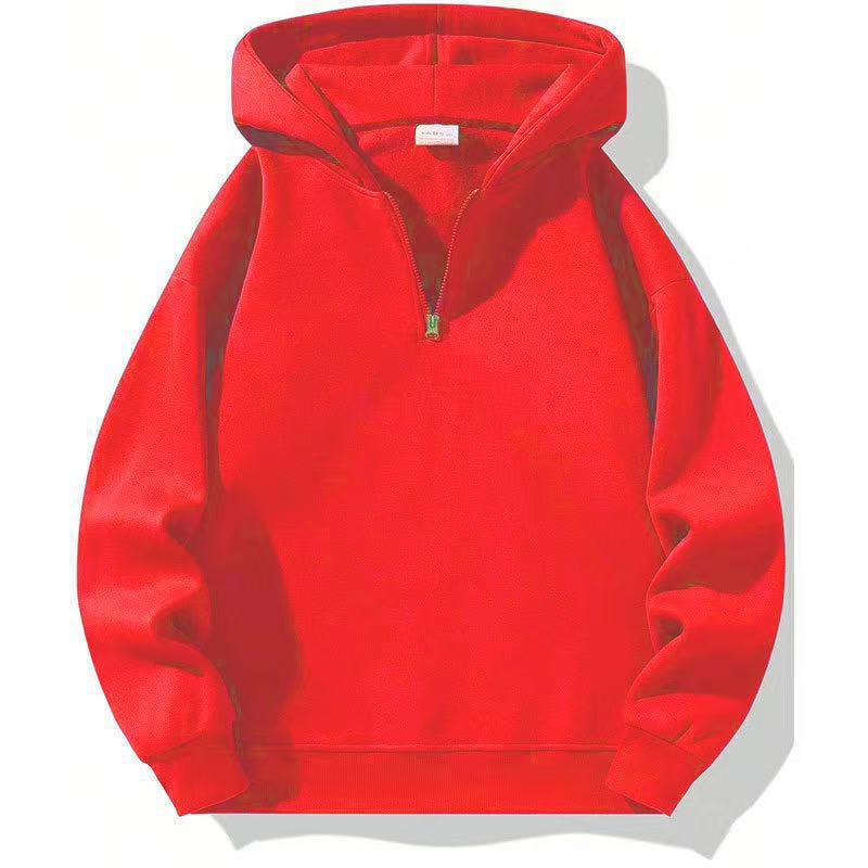 Women Fleece Hooded Pullover with Short Zip Opening Chic und Stil