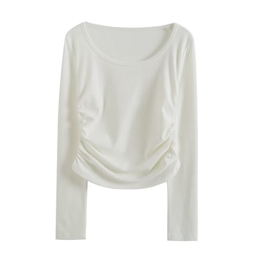 Chemisier à manches longues pour femmes avec fronces élégantes et décolleté bateau Chic und Stil