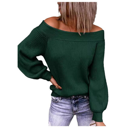 Dames Off-Shoulder Pullover avec des manches volumineuses Chic und Stil