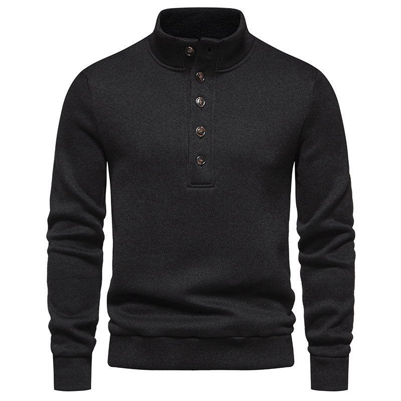 Pull-over pour homme avec col montant confortable, patte de boutonnage et design texturé Chic und Stil