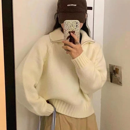 Femme pull en tricot doux avec des manches volumineuses et une taille élastique Chic und Stil