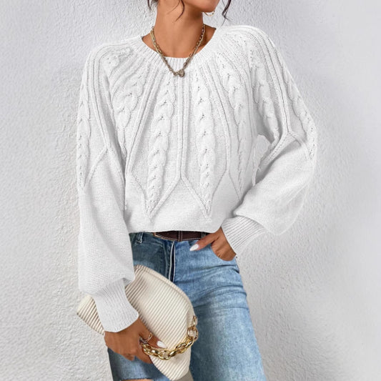 Pull en tricot pour femmes avec motif en torsades et manches larges Chic und Stil