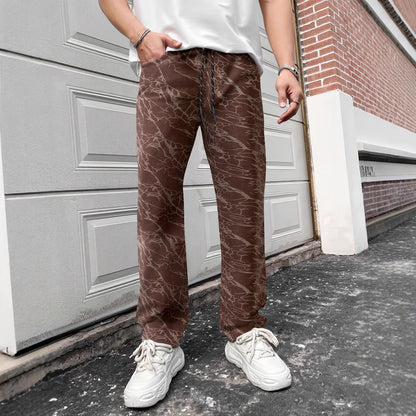 Casual leisure pants for men with elastic waistband and trendy Chic und Stil pattern