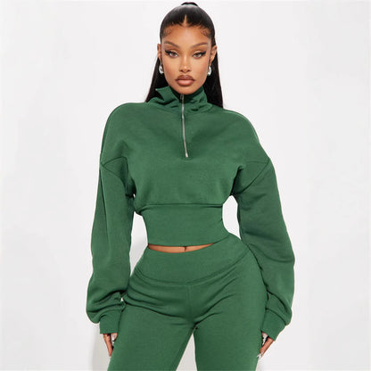 Dames Ensemble de loungewear en polaire sporty avec fermeture éclair Chic und Stil