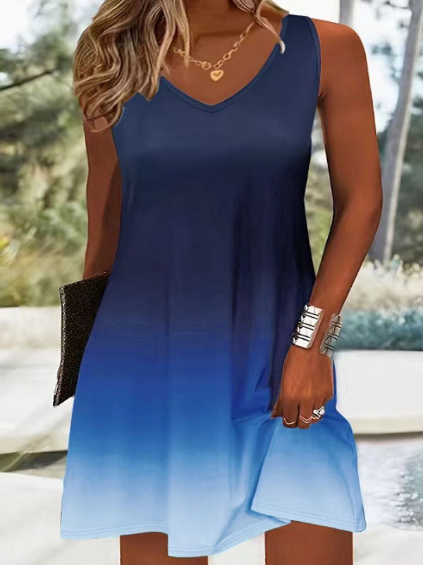 Robe A-ligne à décolleté en V Chic und Stil pour femmes Freizeit