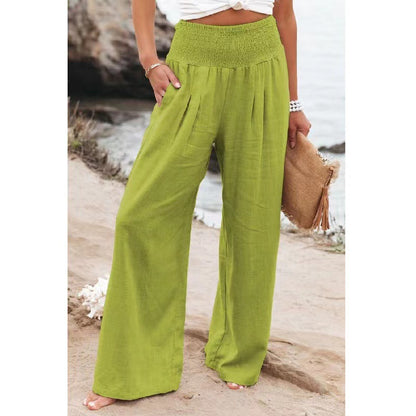 Pantalon d'été pour femmes, coupe large, avec taille élastique et détails de resserrement Chic und Stil