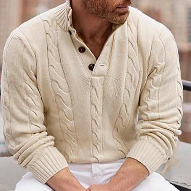 Pull-over en tricot pour hommes avec un motif de tressage moderne et un col montant pratique Chic und Stil
