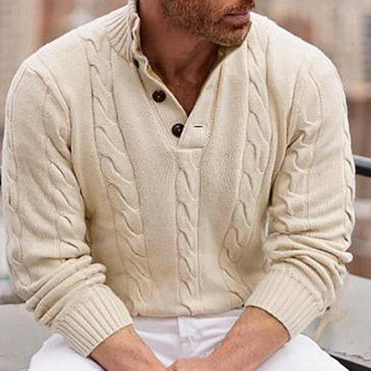 Pull-over en tricot pour hommes avec un motif de tressage moderne et un col montant pratique Chic und Stil