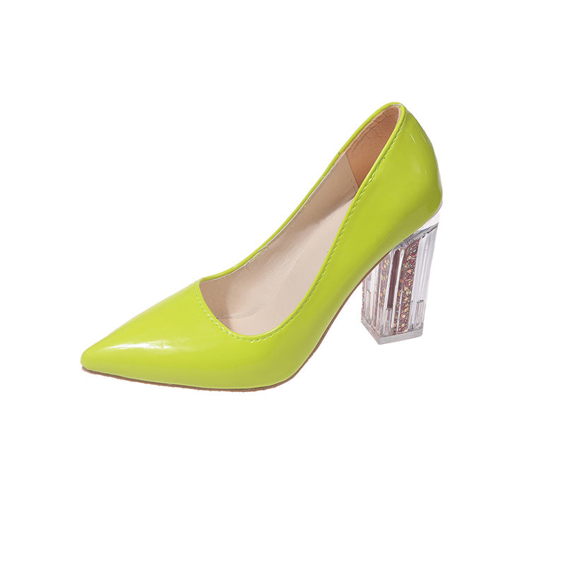 Dames Élégants Talons Hauts avec Talon Bloc Transparent Chic und Stil