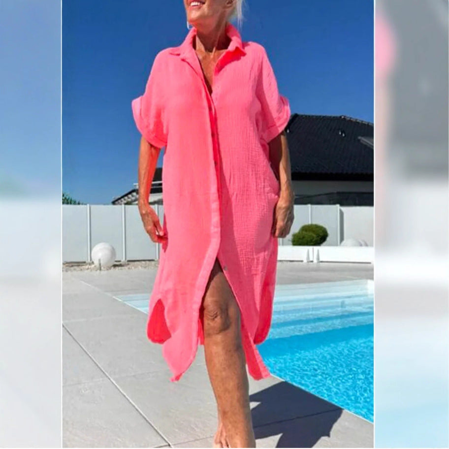Robe de couverture à boutons en coton léger pour femme Chic und Stil
