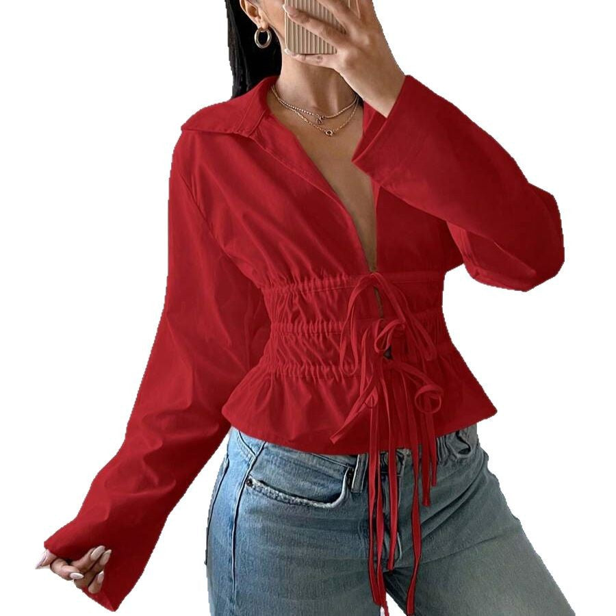 Blouse zip-up femme avec fronces et manches longues Chic und Stil