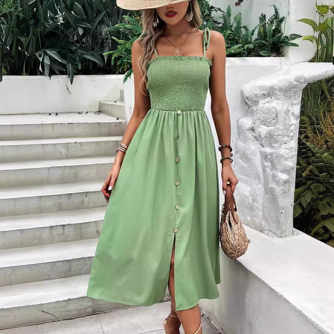 Robe midi pour femmes avec haut élastique et nœud à la taille Chic und Stil