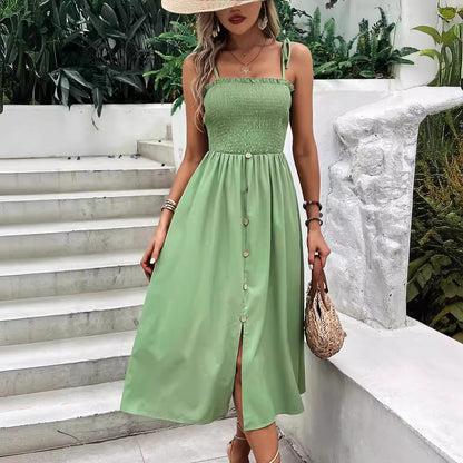 Robe midi pour femmes avec haut élastique et nœud à la taille Chic und Stil