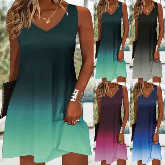Robe A-ligne à décolleté en V Chic und Stil pour femmes Freizeit