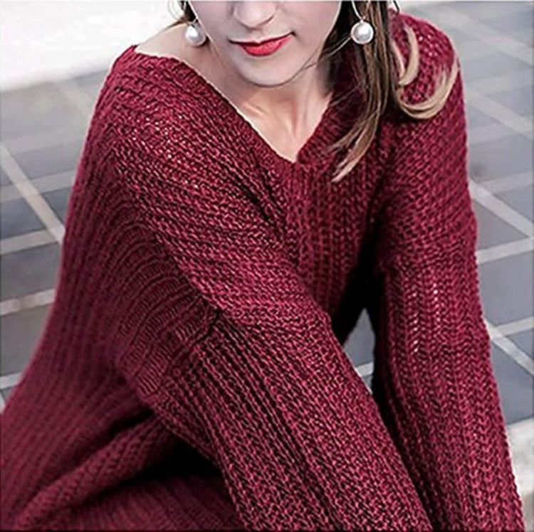 Dames gros tricot pull-over en matériau doux et coupe large Chic und Stil