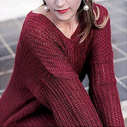 Dames gros tricot pull-over en matériau doux et coupe large Chic und Stil