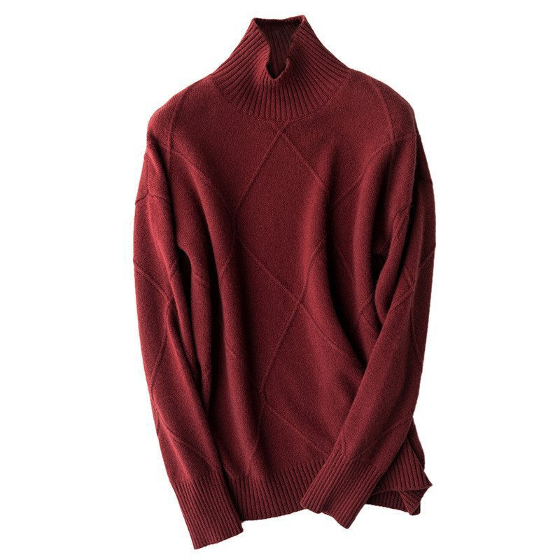 Pull en maille pour femmes avec col montant et motif losange Chic und Stil