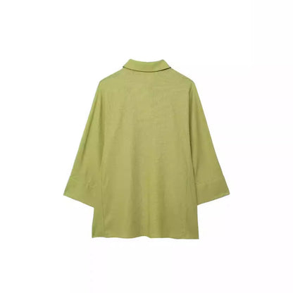 Chemise oversize décontractée pour femmes en mélange de coton léger avec des détails classiques Chic und Stil