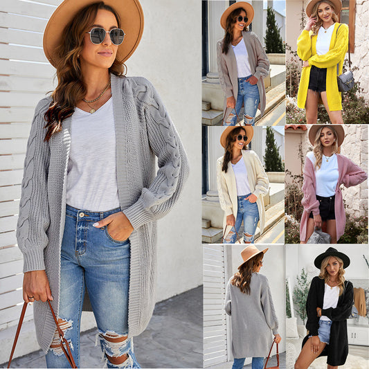 Dames Gros Tricot Gilet avec Motif en Torsade et Devant Ouvert Chic und Stil