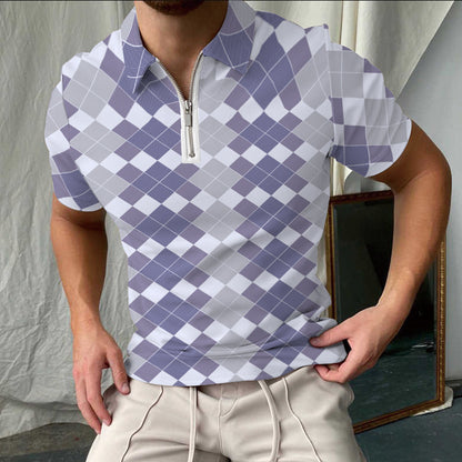 Polo-shirt à manches courtes à carreaux élégant pour hommes Chic und Stil