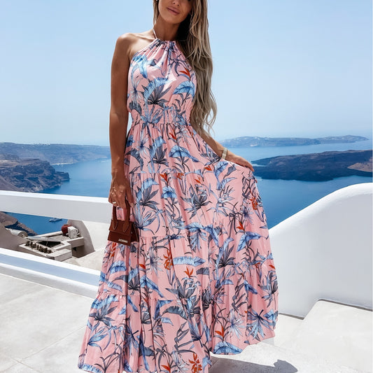 Robe maxi dos nu pour femmes avec jupe fluide Chic und Stil