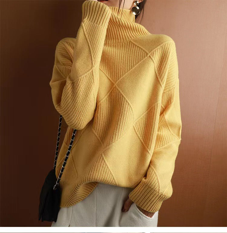 Pull oversized pour femmes avec col montant et design structuré Chic und Stil