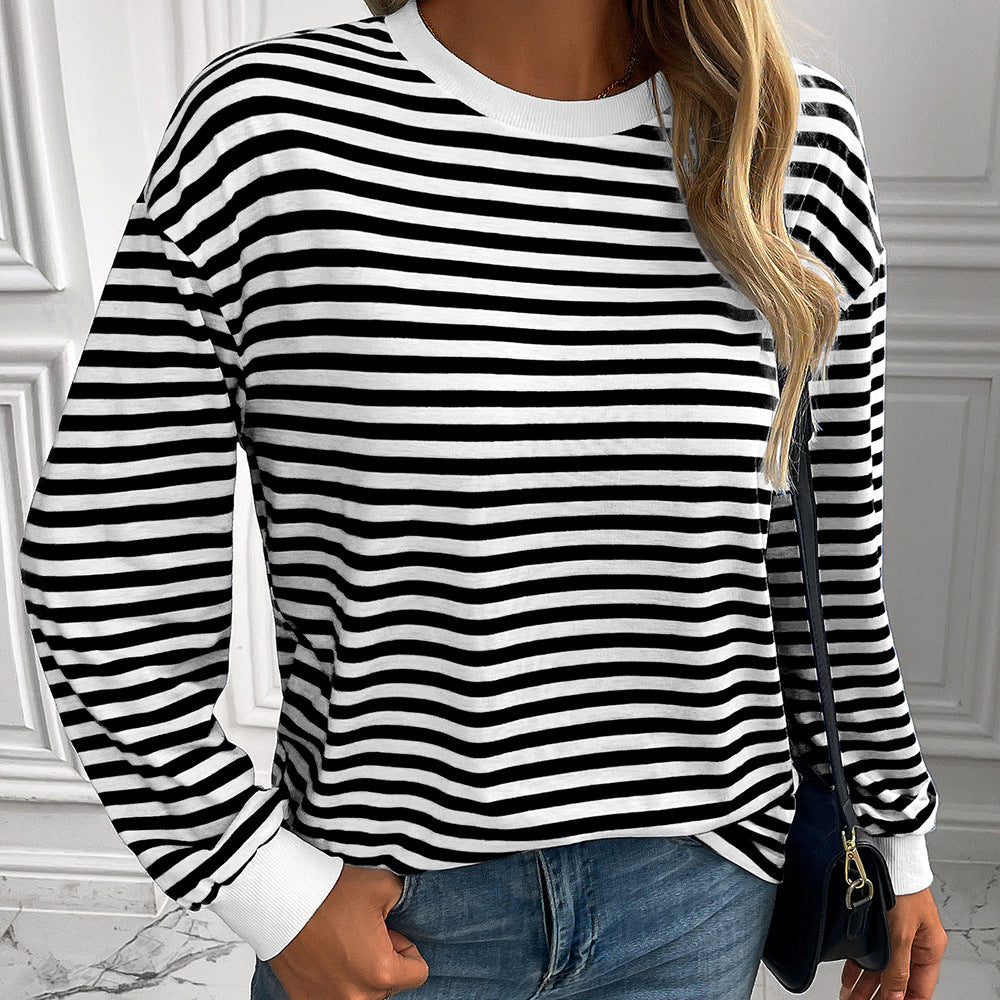 Pull à manches longues rayé pour femmes avec coupe décontractée Chic und Stil