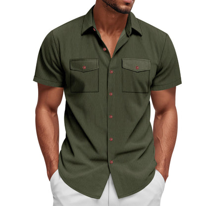 Chemise à manches courtes rayée pour hommes avec deux poches poitrine pratiques Chic und Stil