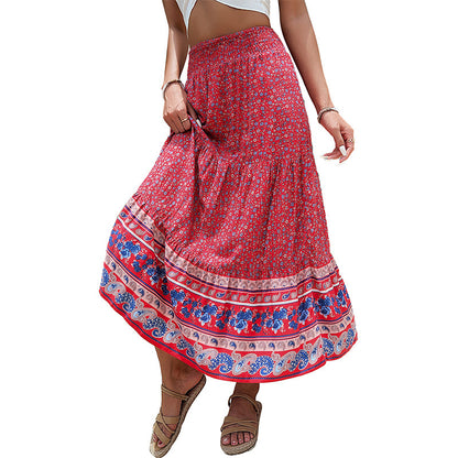 Jupe maxi bohémienne à motifs floraux pour femmes Chic und Stil