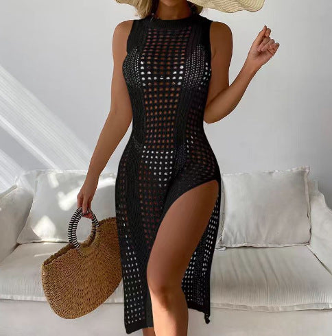 Robe maxi tricotée ouverte élégante pour femmes Chic und Stil