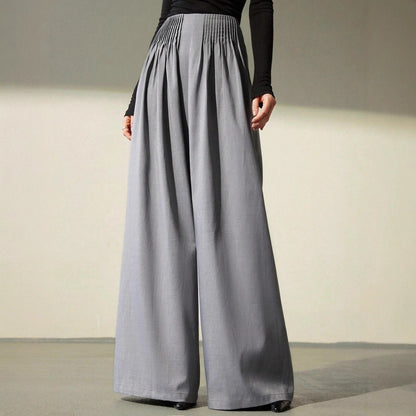 Ladies Elegant Wide Fabric Pants with High Waist and Harmonious Draping Chic and Style