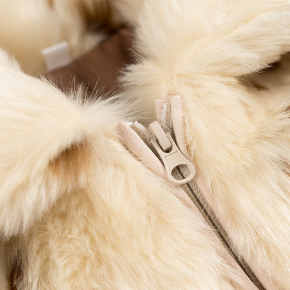 Faux fur animal print jacket for women with elegant collar Chic and Style