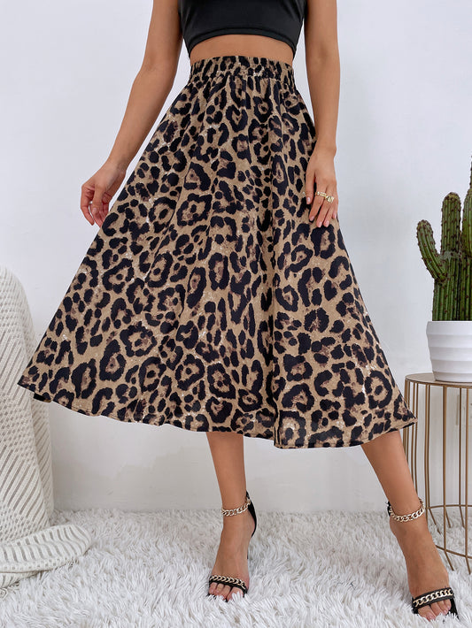 Jupe maxi femme avec un élégant motif léopard et une taille élastique Chic und Stil