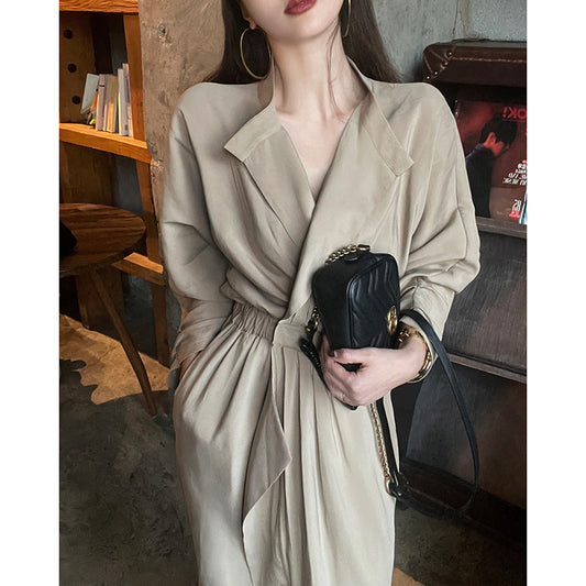 Robe Midi Drapée Élégante Femme Chic und Stil