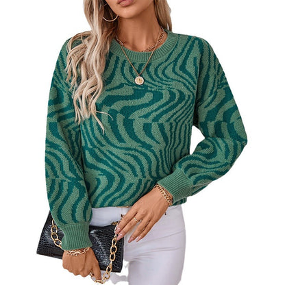 Pull en tricot à motif vague unique pour femme Chic und Stil