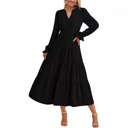 Robe maxi à manches longues pour femmes avec volants Chic und Stil