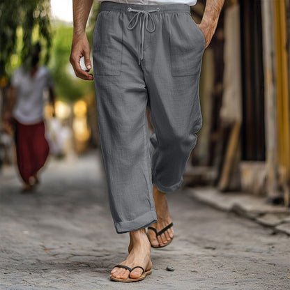 Casual and lightweight linen pants for men with elastic waist and practical side pockets Chic and Style